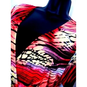 Notations Tunic with Black camisole under, Animal print w Bright colors, Size L